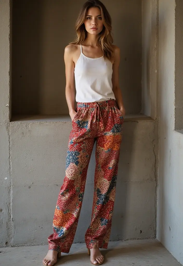 28 Fresh Girls Night Out Outfit Ideas Black Women Ideas You Need To Try - 19. Bold Print Pants with Simple Top