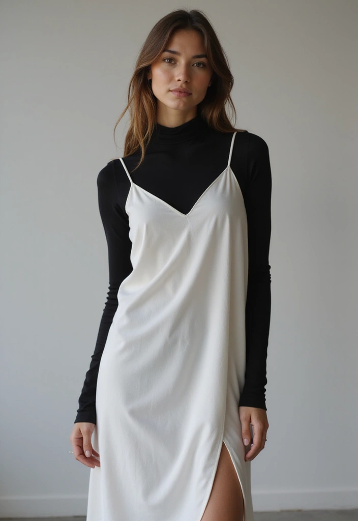 28 Fresh Girls Night Out Outfit Ideas Black Women Ideas You Need To Try - 24. Trendy Slip Dress with a Turtleneck