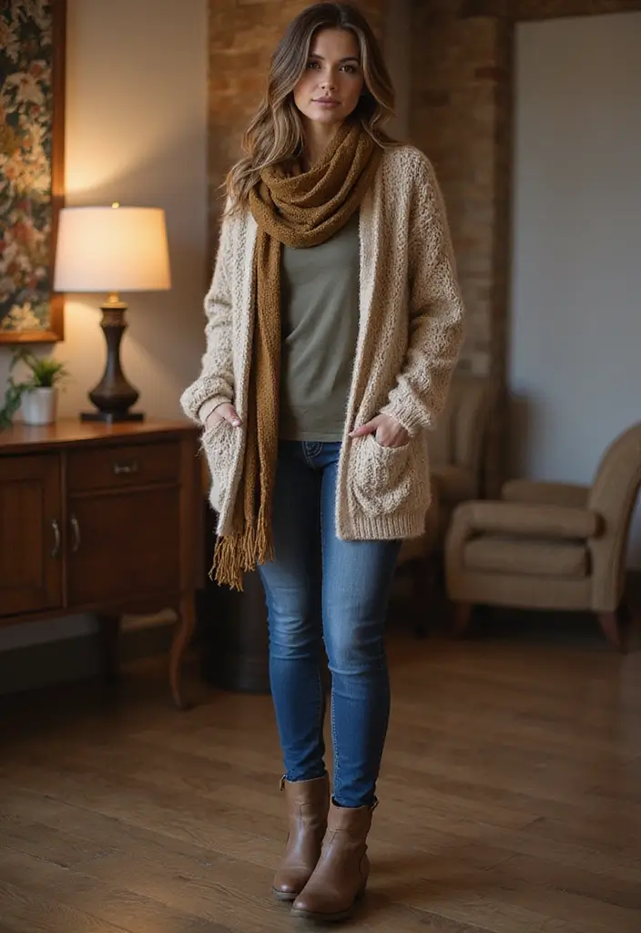 28 Naked Wolfe Boots Outfit Ideas That Feel Effortless - 14. Cozy Cardigan Layers