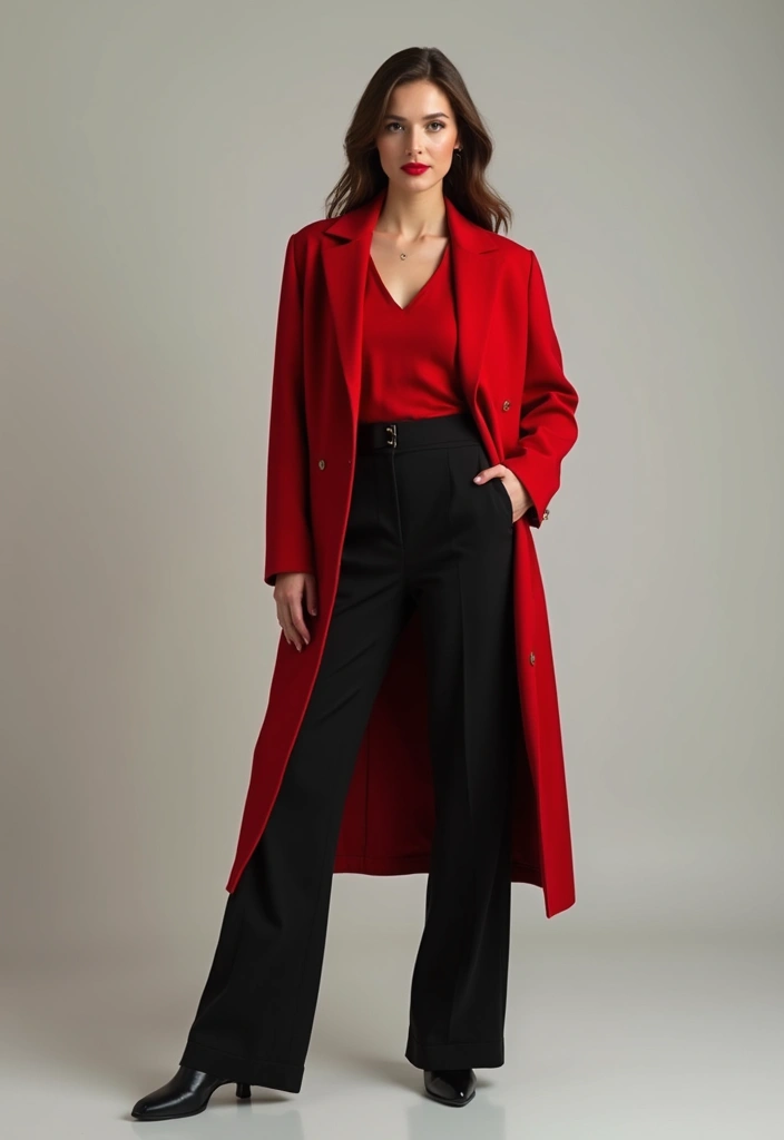 28 Outfit Pantalon Rojo That Flatter Every Figure - 5. Monochrome Magic