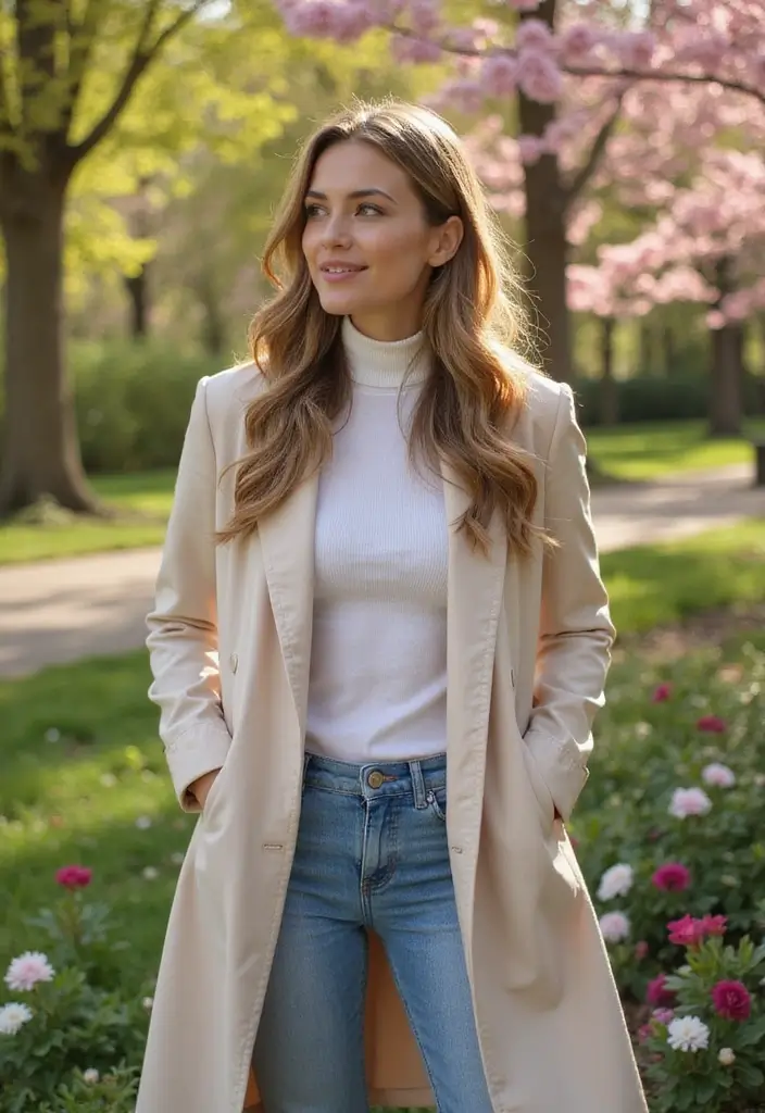 28 Stylish Gonna Jeans Outfit For Every Occasion - 16. Easy Layering for Spring