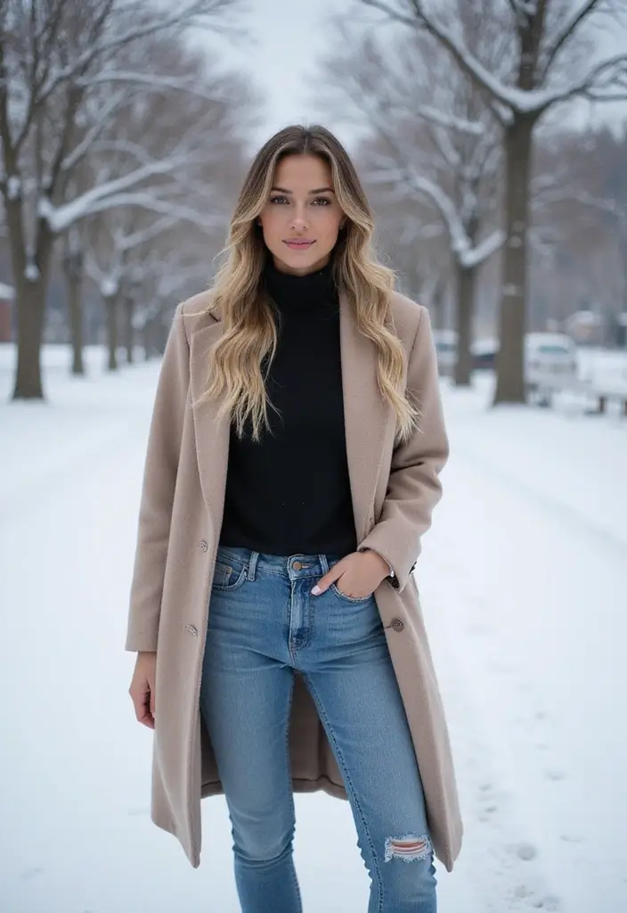 28 Stylish Gonna Jeans Outfit For Every Occasion - 28. Stylish Winter Layers