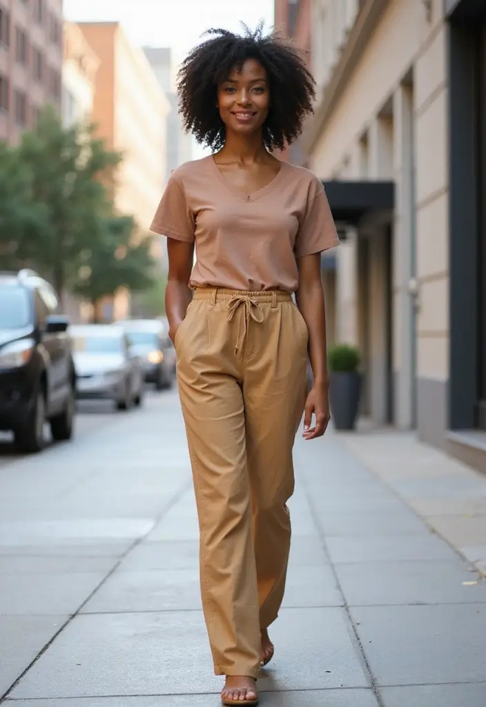 28 Trendy Movie Date Outfit Black Women To Refresh Your Closet - 16. Relaxed Chino Trousers
