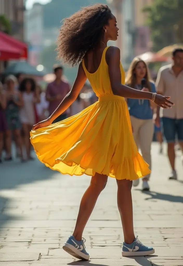 28 Trendy Movie Date Outfit Black Women To Refresh Your Closet - 18. Playful Skater Dress