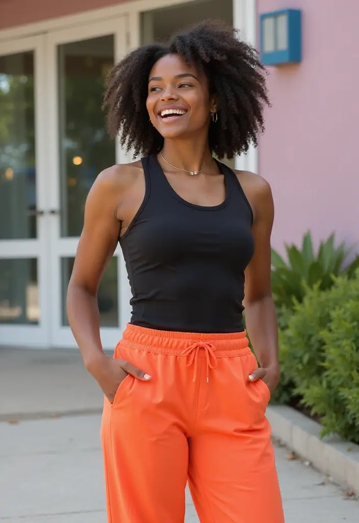 28 Trendy Movie Date Outfit Black Women To Refresh Your Closet - 22. Sporty Jogger Pants