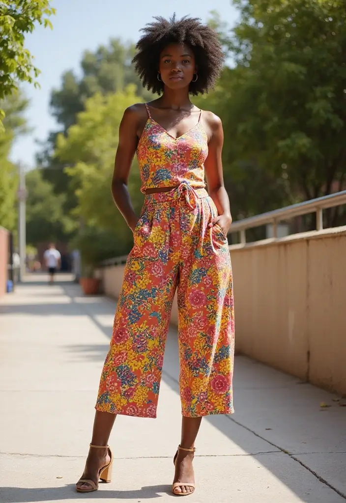 28 Trendy Movie Date Outfit Black Women To Refresh Your Closet - 25. Vibrant Culottes
