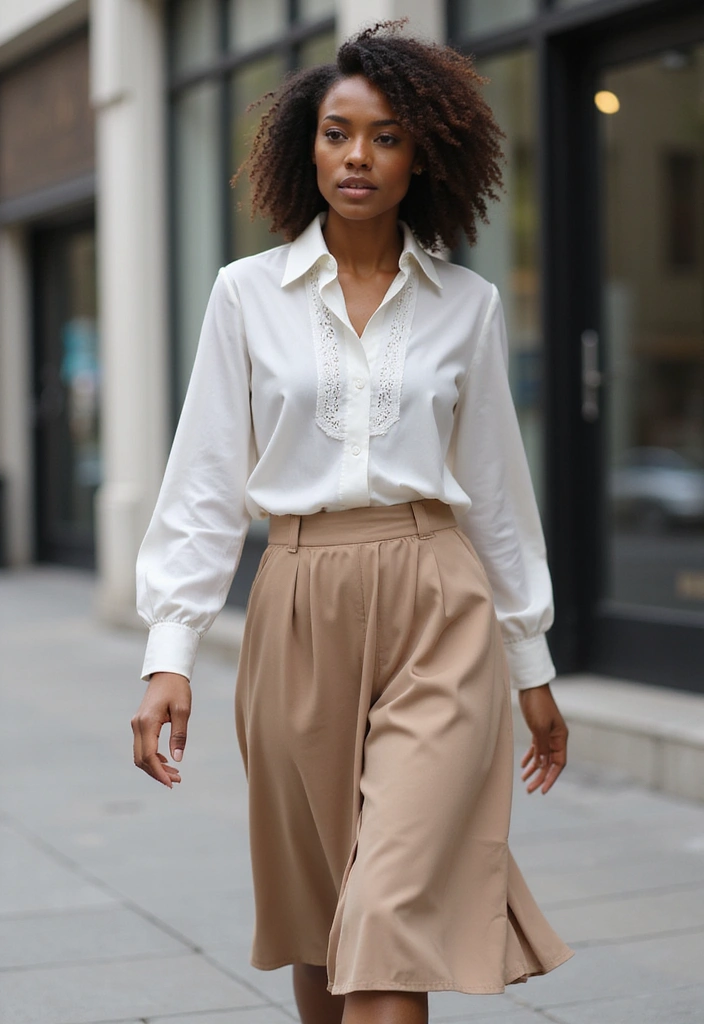 28 Trendy Movie Date Outfit Black Women To Refresh Your Closet - 28. Chic Blouse and Midi Skirt