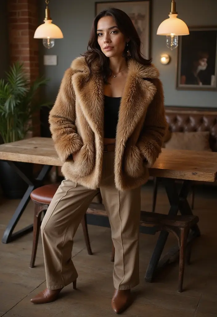 28 Trendy Outfit Anni 80 To Refresh Your Closet - 25. 80s Inspired Faux Fur