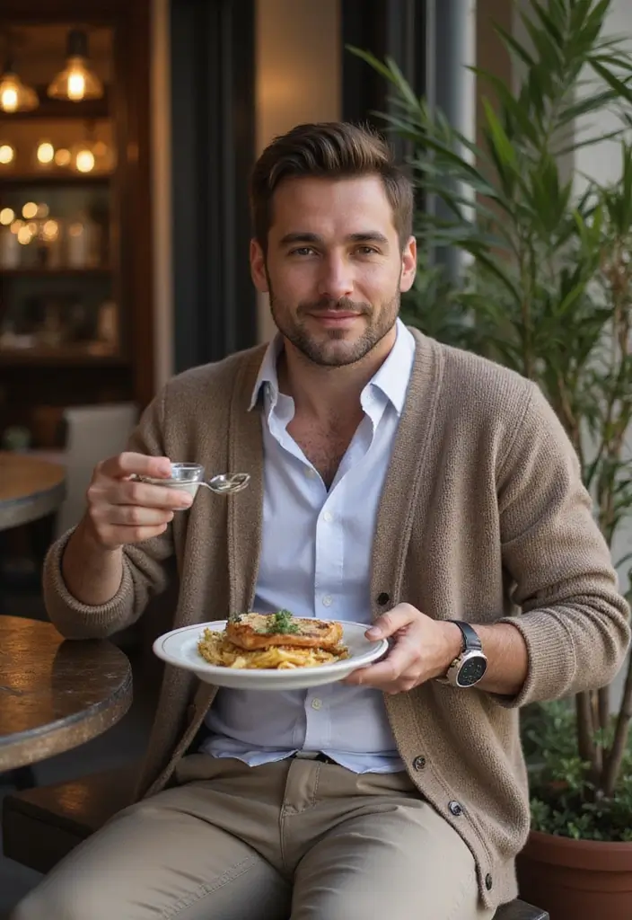 29 Cardigan Outfit Men That Flatter Every Figure - 11. Cardigan Over a Casual Dress Shirt