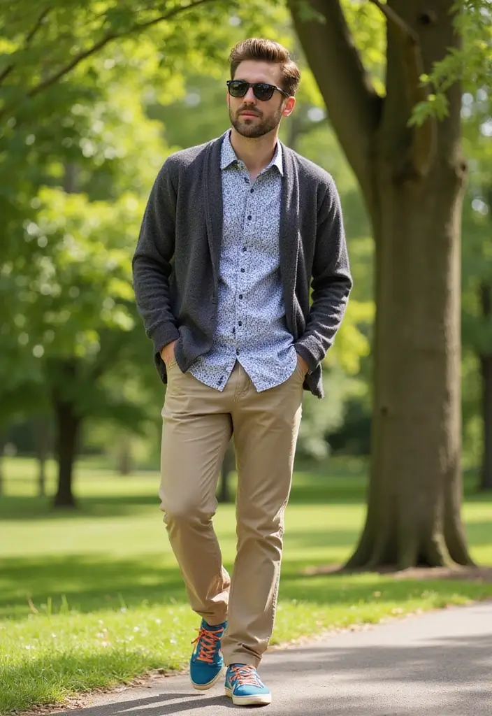 29 Cardigan Outfit Men That Flatter Every Figure - 12. Layered Textures for Spring