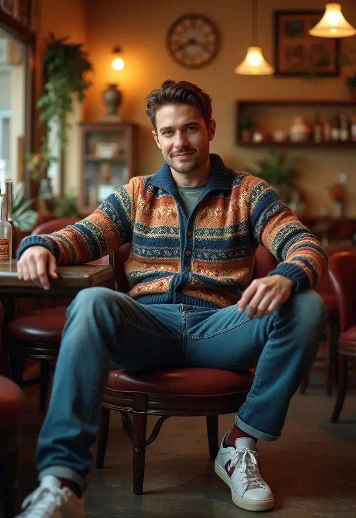 29 Cardigan Outfit Men That Flatter Every Figure - 16. Vintage Cardigan Styles