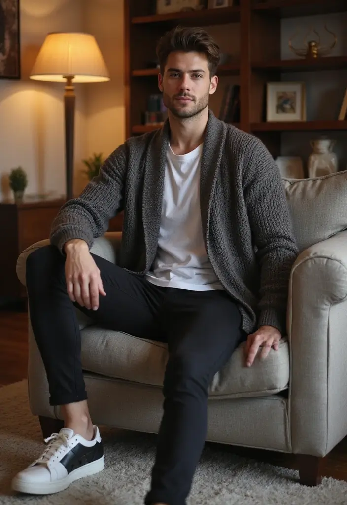 29 Cardigan Outfit Men That Flatter Every Figure - 24. Oversized Cardigan for Ultimate Comfort