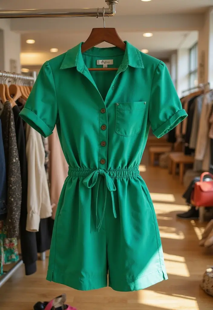 29 Fresh St Pattys Day Outfit College Ideas You Need To Try - 12. Green Romper with a Belt