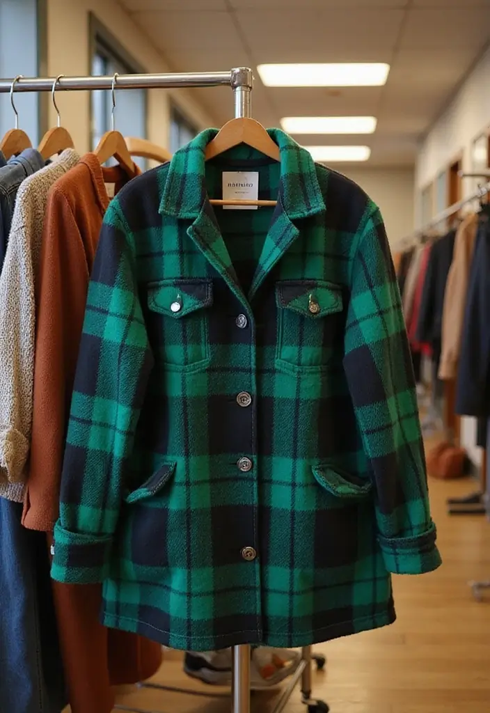 29 Fresh St Pattys Day Outfit College Ideas You Need To Try - 19. Green Plaid Shacket