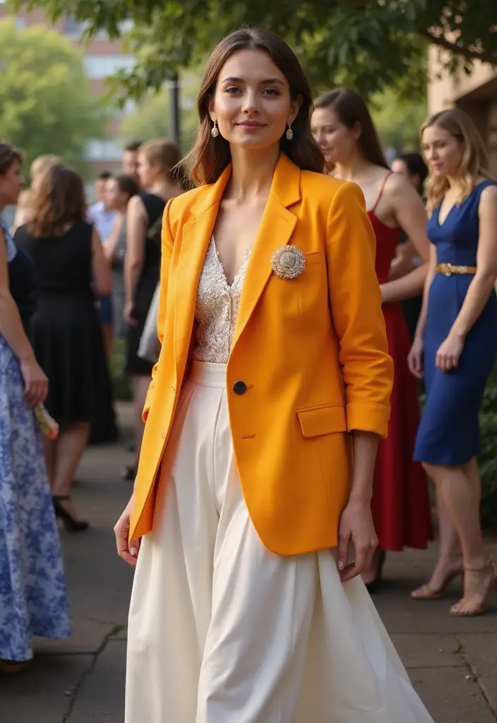 29 Summer Chic Bruiloft Outfit Looks That Will Upgrade Your Wardrobe - 24. Brightly Colored Blazers