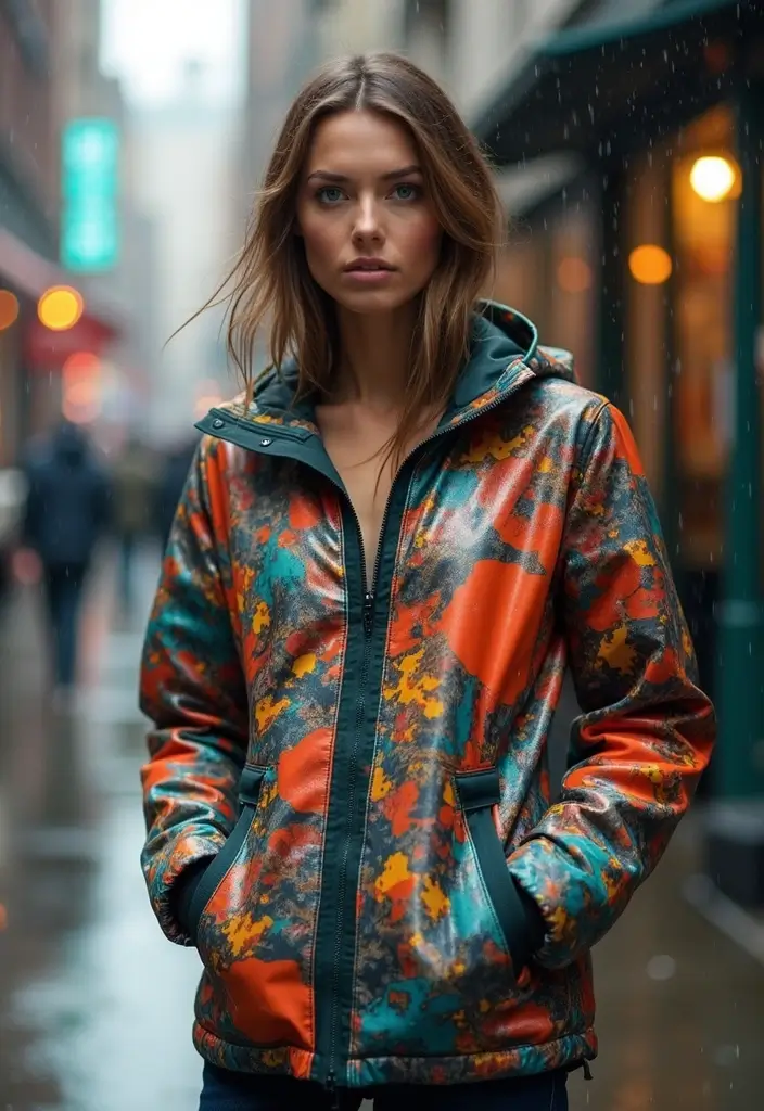 29 Trendy Rainy Day Outfit To Refresh Your Closet - 17. Statement Rain Jackets