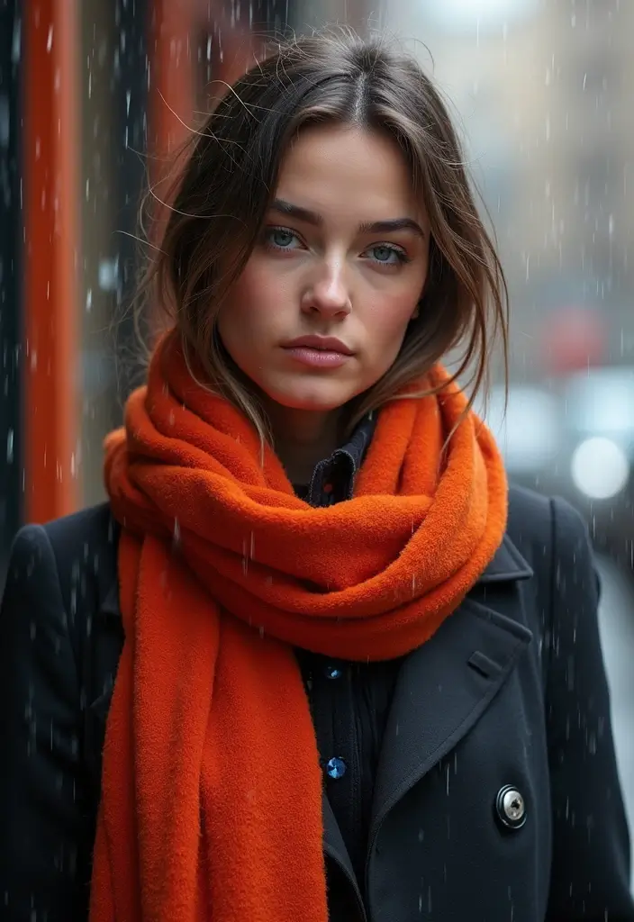 29 Trendy Rainy Day Outfit To Refresh Your Closet - 18. Oversized Scarves