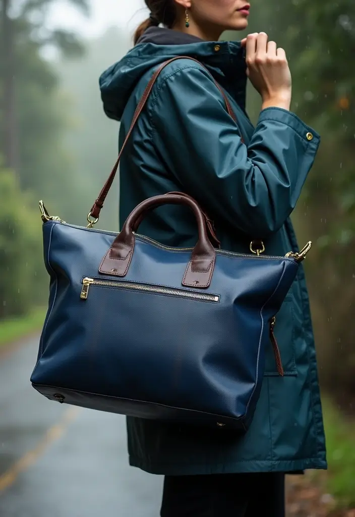 29 Trendy Rainy Day Outfit To Refresh Your Closet - 24. Rain-Proof Bags