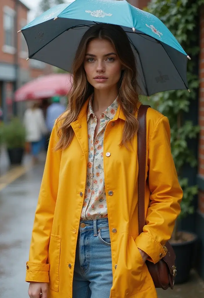29 Trendy Rainy Day Outfit To Refresh Your Closet - 25. Color Coordination