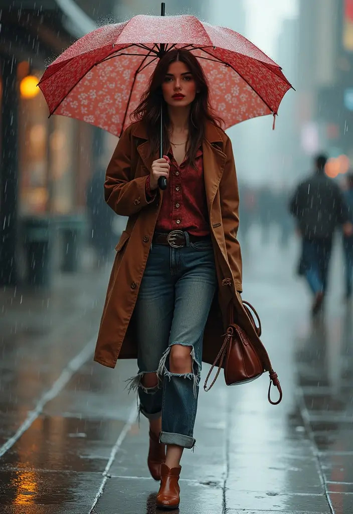 29 Trendy Rainy Day Outfit To Refresh Your Closet - 3. Chic Umbrella Outfits