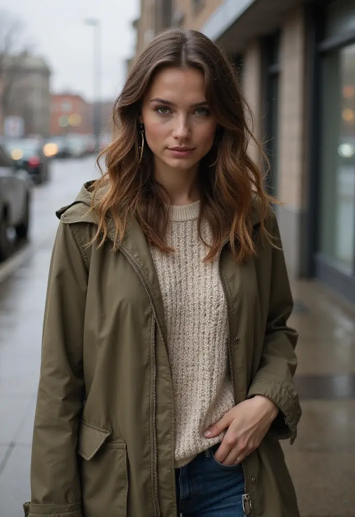 29 Trendy Rainy Day Outfit To Refresh Your Closet - 7. Textured Layers with Knitwear