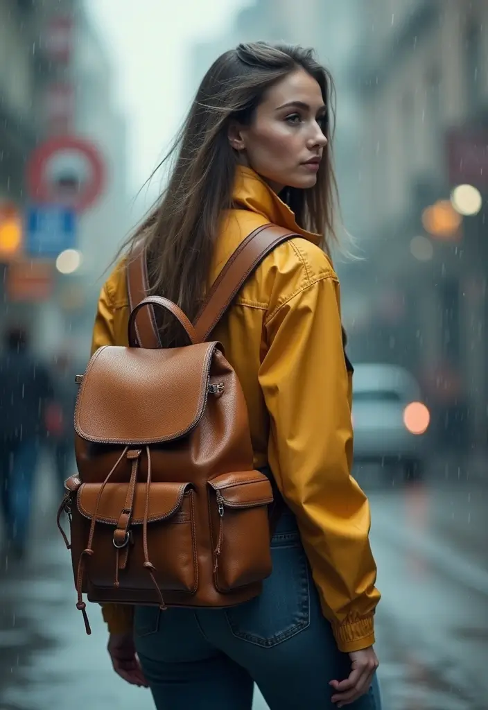 29 Trendy Rainy Day Outfit To Refresh Your Closet - 8. Cute and Functional Backpacks