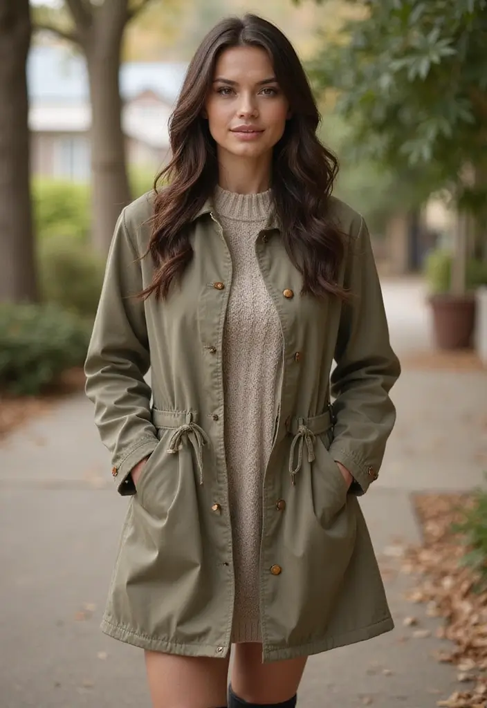 29 Trendy Zara Jacket Outfit To Refresh Your Closet - 14. Lightweight Anorak with Sweater Dress