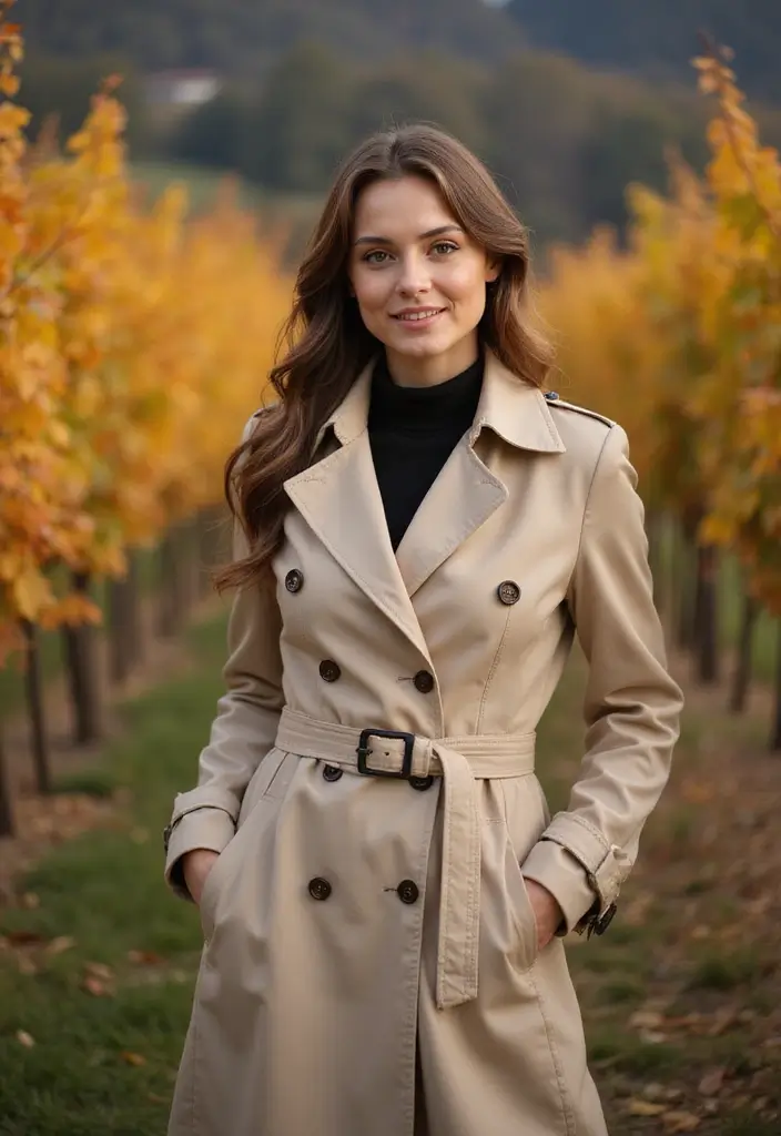 29 Winery Outfit Fall Looks That Will Upgrade Your Wardrobe - 24. Timeless Trench Coats