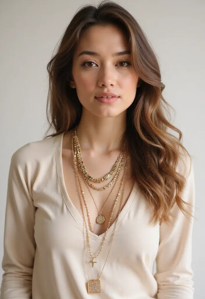 30 Bad Taste Outfit Looks That Will Upgrade Your Wardrobe - 16. Layered Necklaces Galore