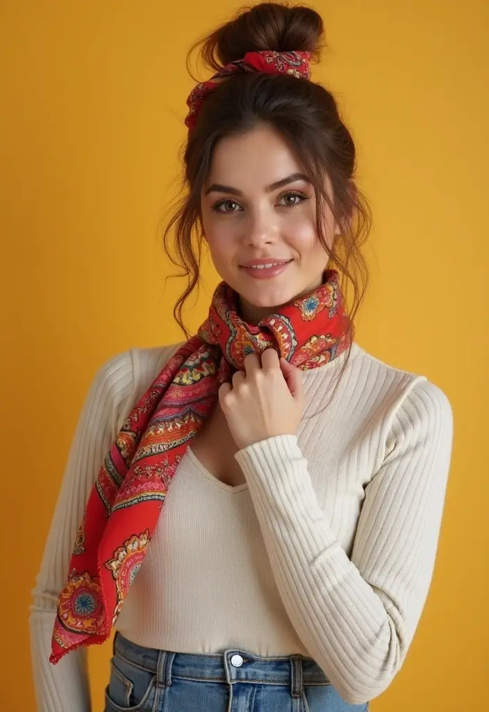 30 Bad Taste Outfit Looks That Will Upgrade Your Wardrobe - 22. The Playful Usage of Scarves