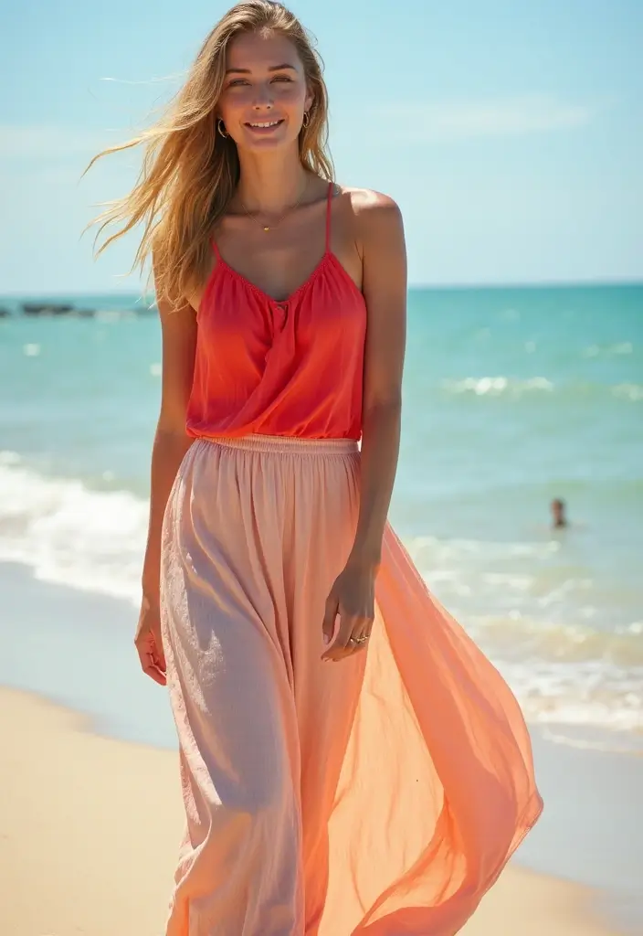 30 Fresh Outfit Con Top Rojo Ideas You Need To Try - 12. Summer Fun with a Maxi Dress