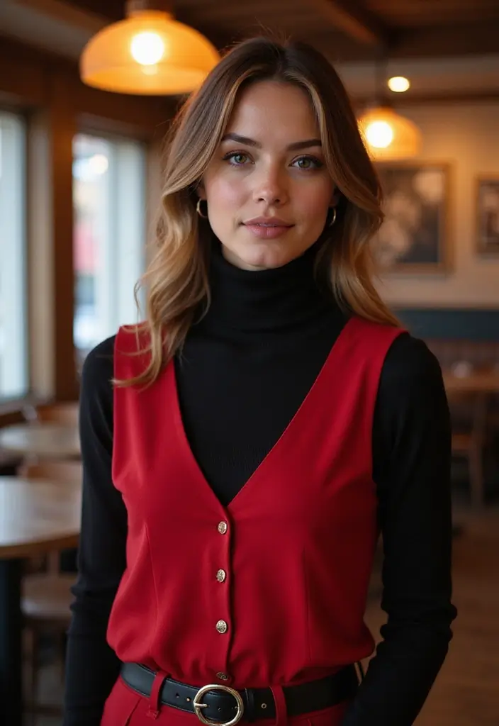 30 Fresh Outfit Con Top Rojo Ideas You Need To Try - 13. Layered with a Turtleneck