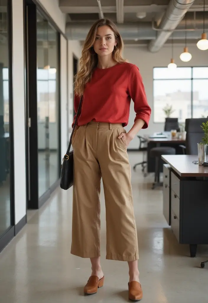 30 Fresh Outfit Con Top Rojo Ideas You Need To Try - 23. Suited Up with Culottes