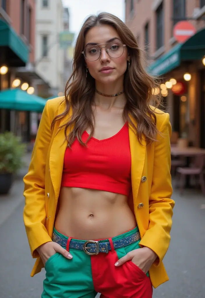 30 Fresh Outfit Con Top Rojo Ideas You Need To Try - 24. Fun with Color Blocking