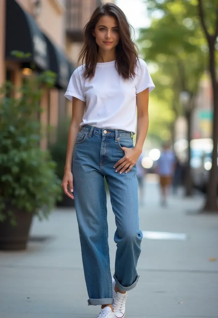 30 Outfit With Converse Inspirations For Real Life - 1. Classic Blue Jeans and White Tee
