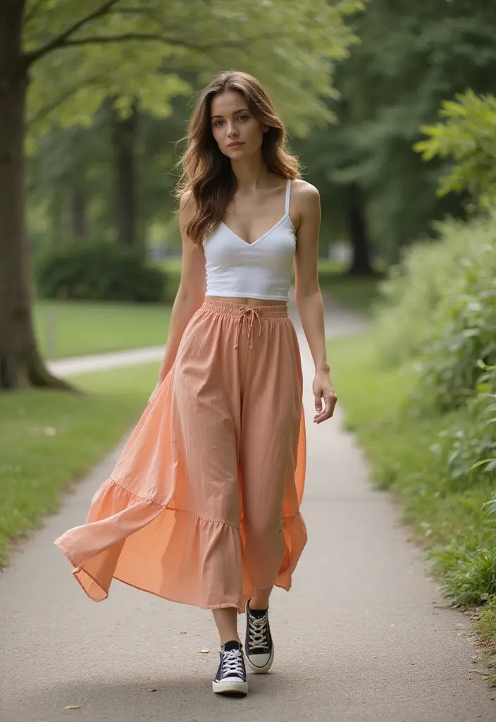 30 Outfit With Converse Inspirations For Real Life - 10. Casual Maxi Skirt and Converse