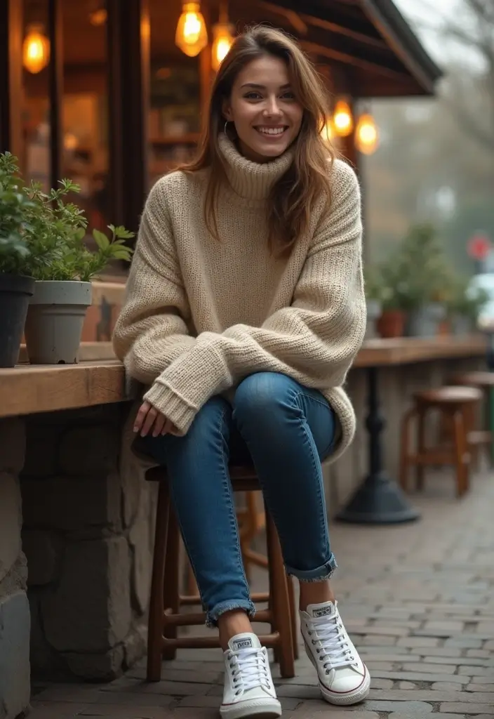 30 Outfit With Converse Inspirations For Real Life - 21. Casual Knitwear with Converse