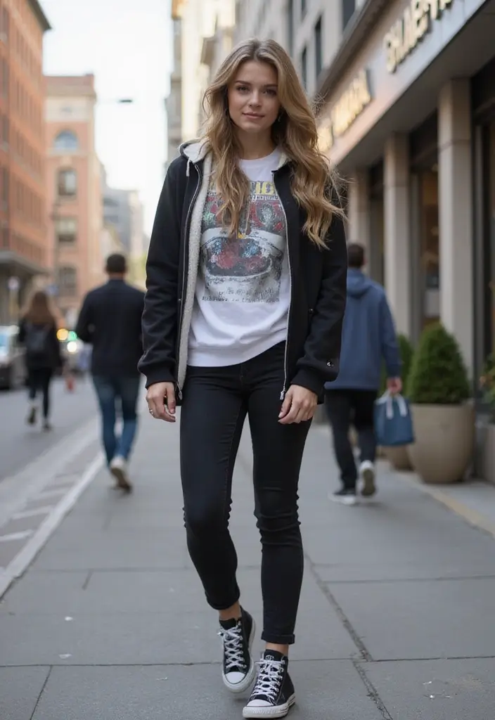 30 Outfit With Converse Inspirations For Real Life - 23. Cool Graphic Hoodies and Converse