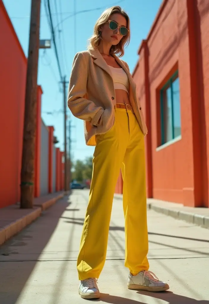 30 Trendy Golden Goose Outfit To Refresh Your Closet - 16. Bold Color Combinations