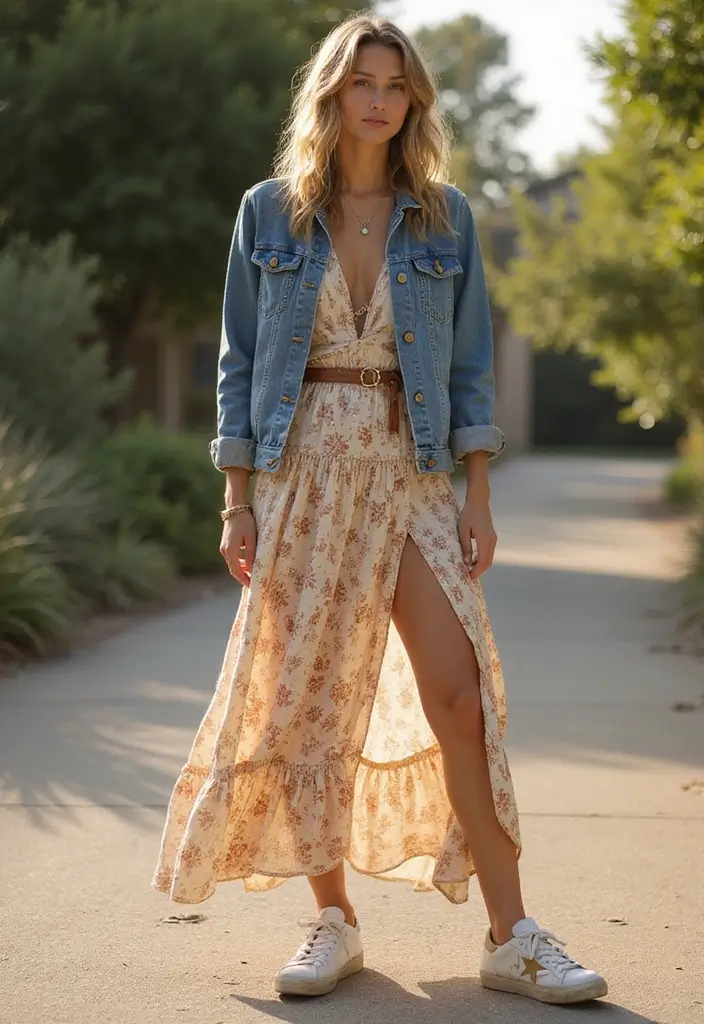 30 Trendy Golden Goose Outfit To Refresh Your Closet - 25. Boho Maxi with a Twist