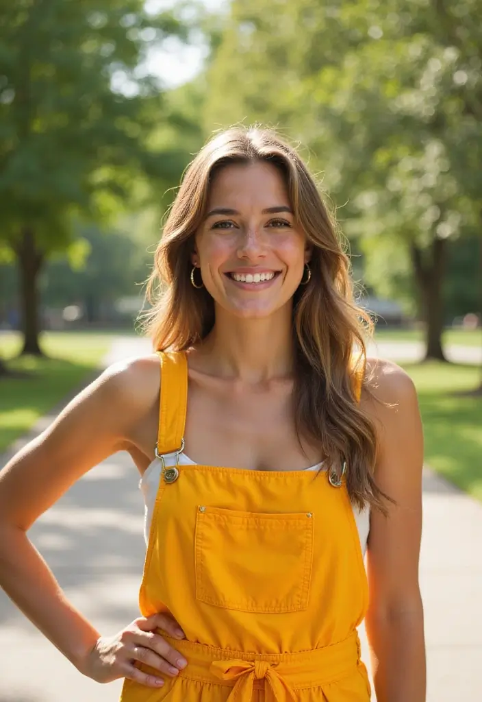 30 Trendy Middle School Outfits To Refresh Your Closet - 14. Bright and Bold Overalls