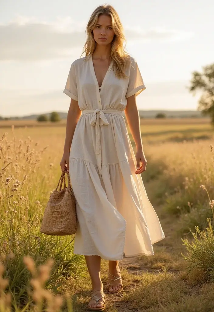30 Trendy Middle School Outfits To Refresh Your Closet - 2. Flowy Sustainable Midi Dress