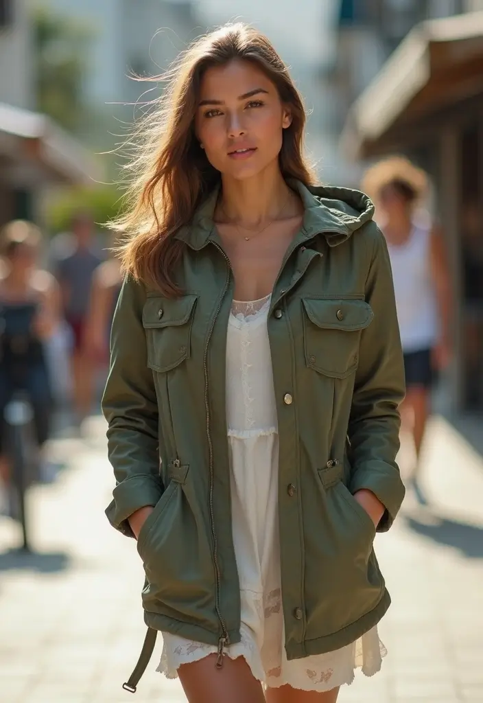 30 Trendy Middle School Outfits To Refresh Your Closet - 20. Stylish Anorak Jacket with Casual Dress