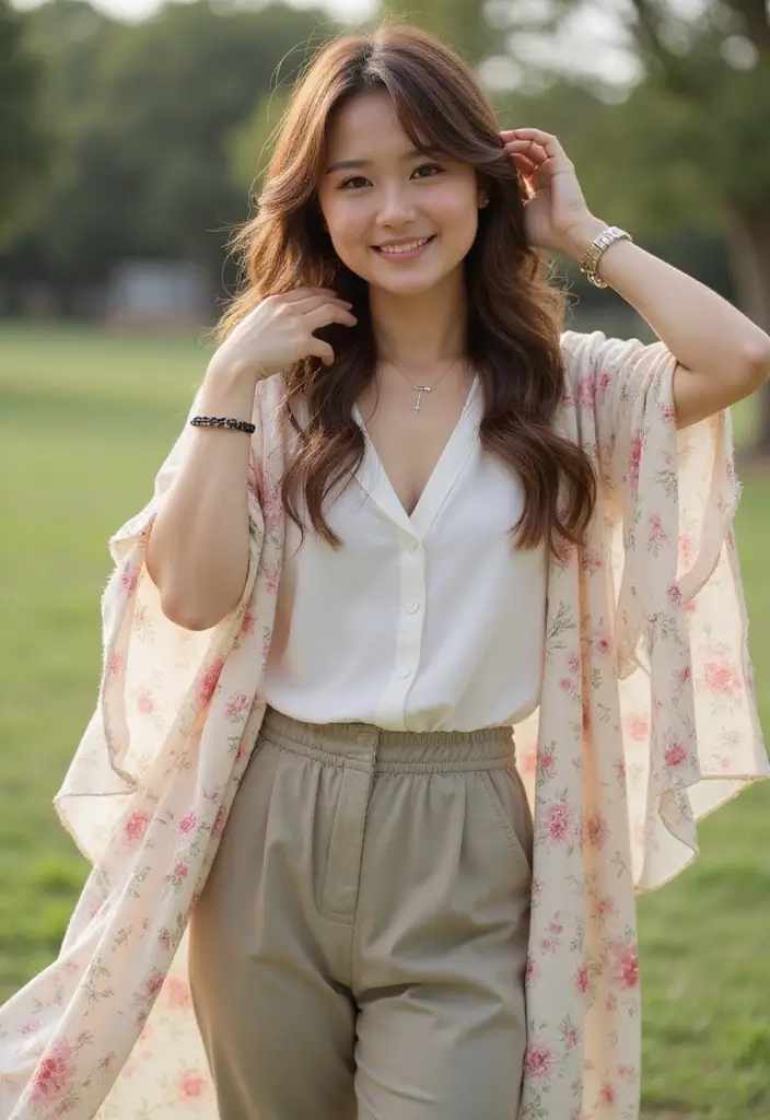 30 Trendy Middle School Outfits To Refresh Your Closet - 22. Light Layering with a Breezy Kimono