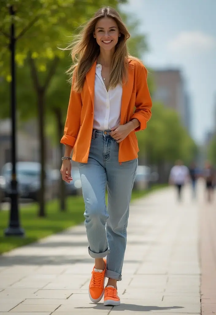 30 Trendy Middle School Outfits To Refresh Your Closet - 25. Bright Sneakers with Casual Outfit