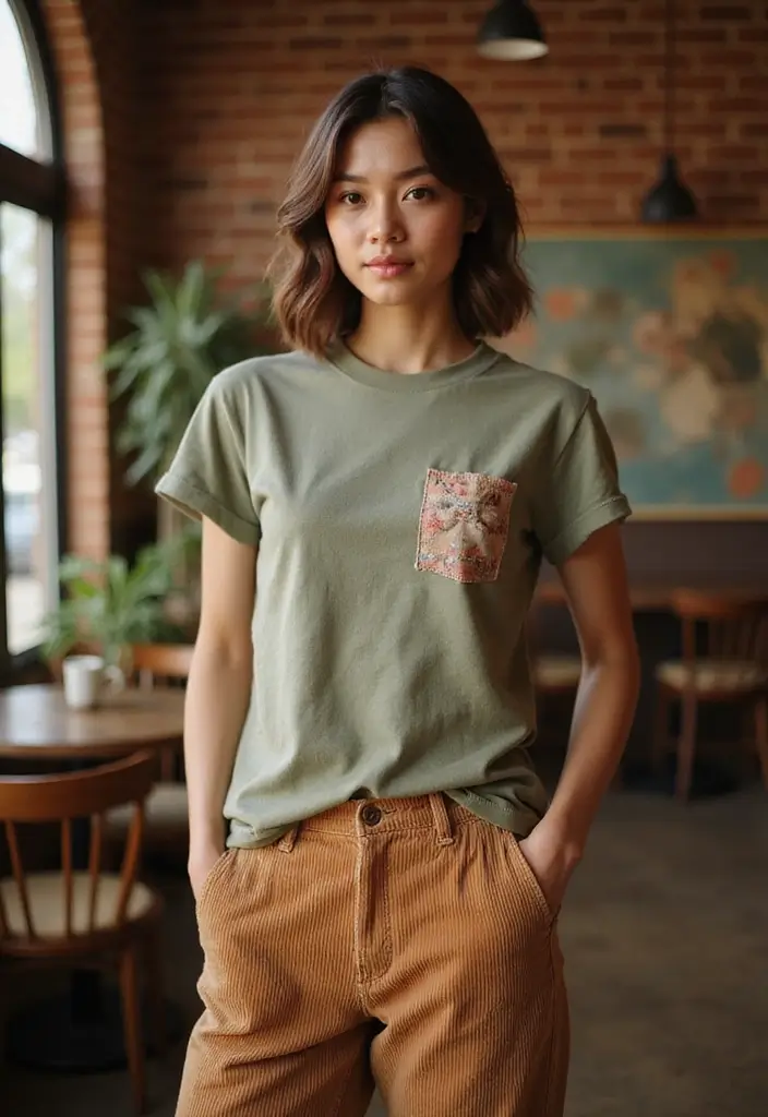 30 Trendy Middle School Outfits To Refresh Your Closet - 9. Vintage-Inspired Vintage Tee with Corduroy Pants