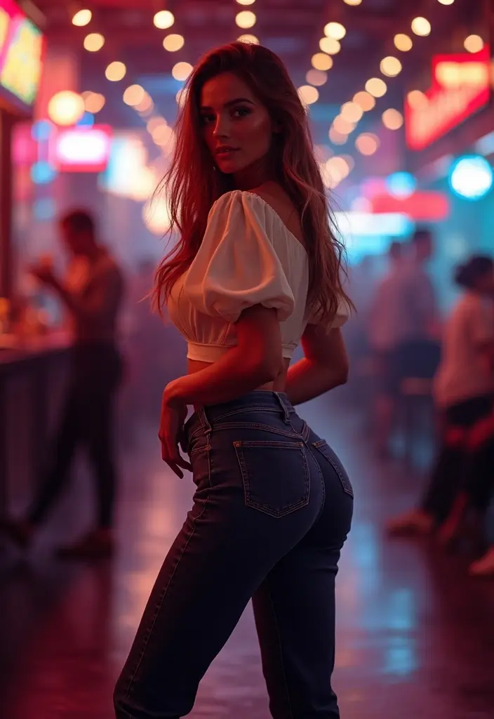 30 Trendy Straight Leg Jeans Outfit To Refresh Your Closet - 14. Puff Sleeve Top & Heels