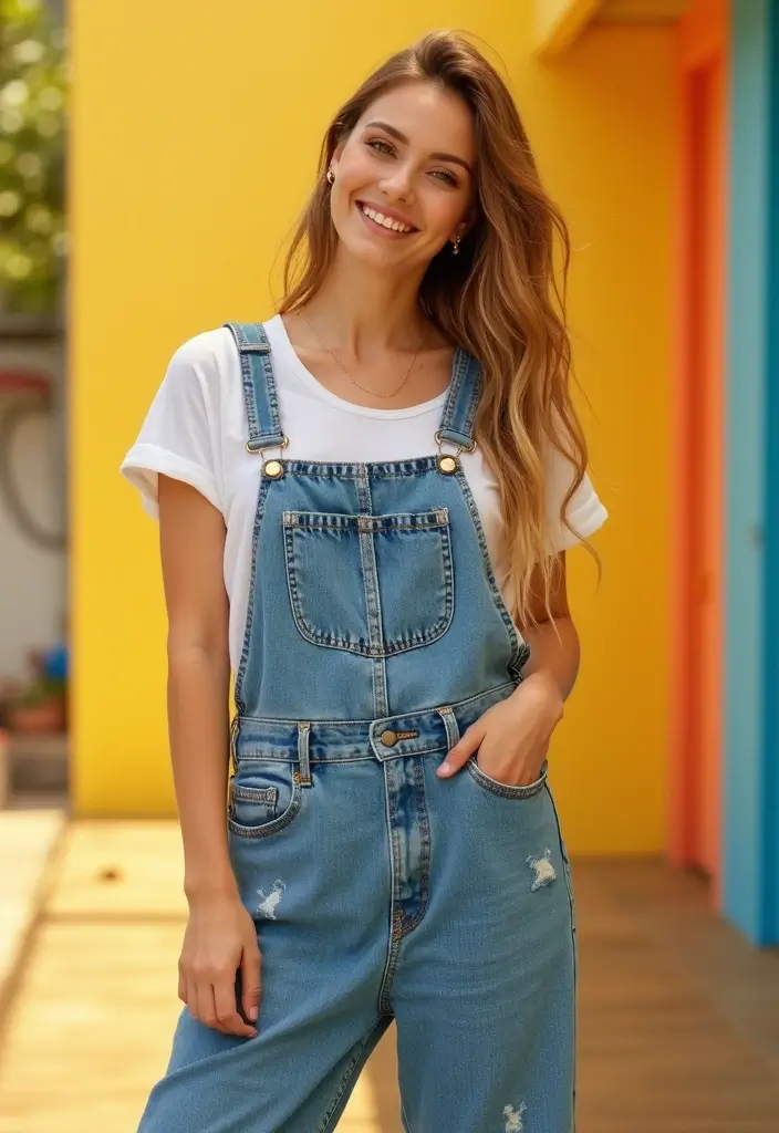 30 Trendy Straight Leg Jeans Outfit To Refresh Your Closet - 15. Vintage Overalls over Jeans
