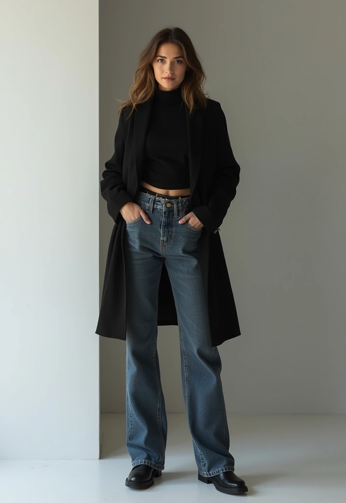 30 Trendy Straight Leg Jeans Outfit To Refresh Your Closet - 9. Monochrome Magic