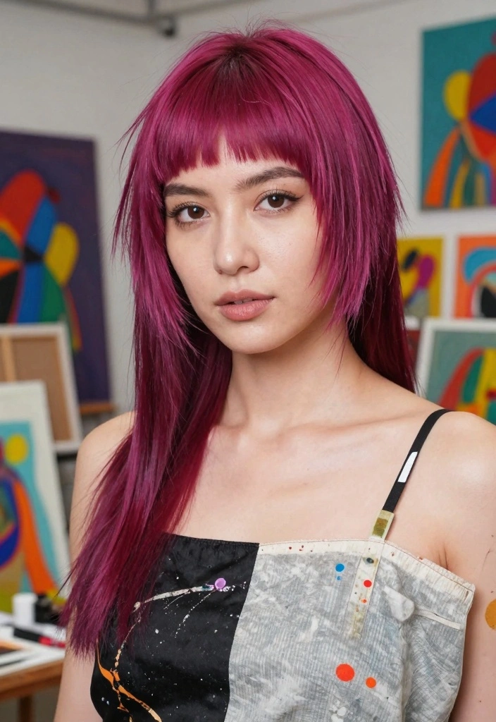 15 Short Wolfcut Hair Ideas Trend Forward Edge - 10. Bold Magenta Burst 1